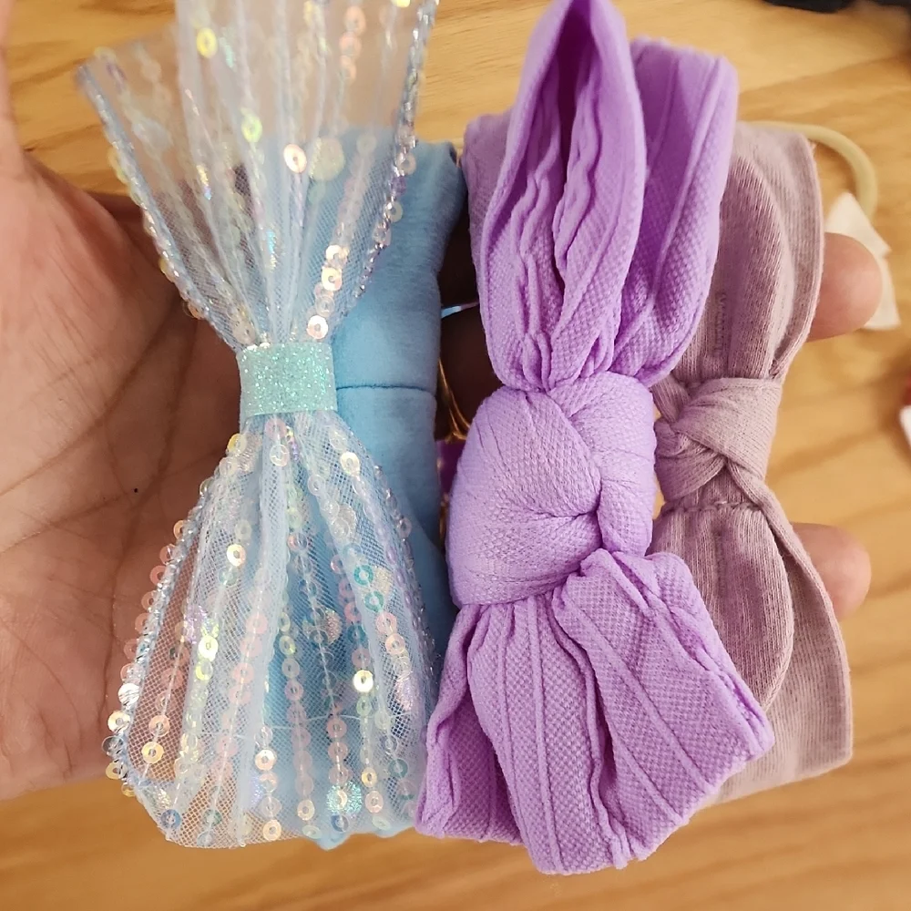 Bundle Of Kids Headbands Hair Accessories Set - Purple, Pink, Cream, Blue